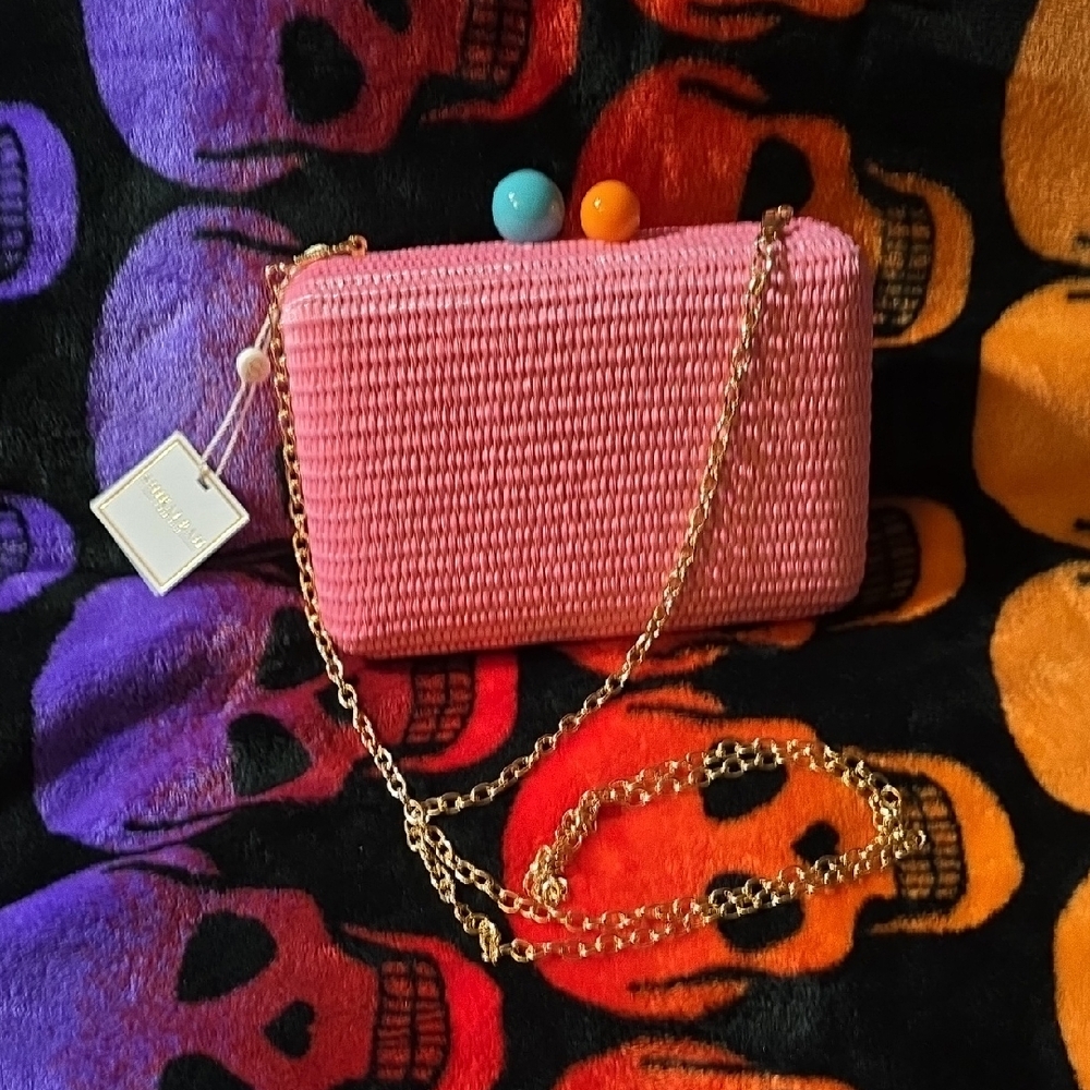Shiraleah Pink Clutch with Gold Chain